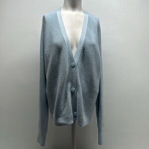 Lululemon Merino Wool Blend Cardigan Button Down Knit V-Neck Powder Blue Size 8